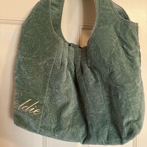 Goldie Green Hobo Bag with Luxurious Velvet Finish